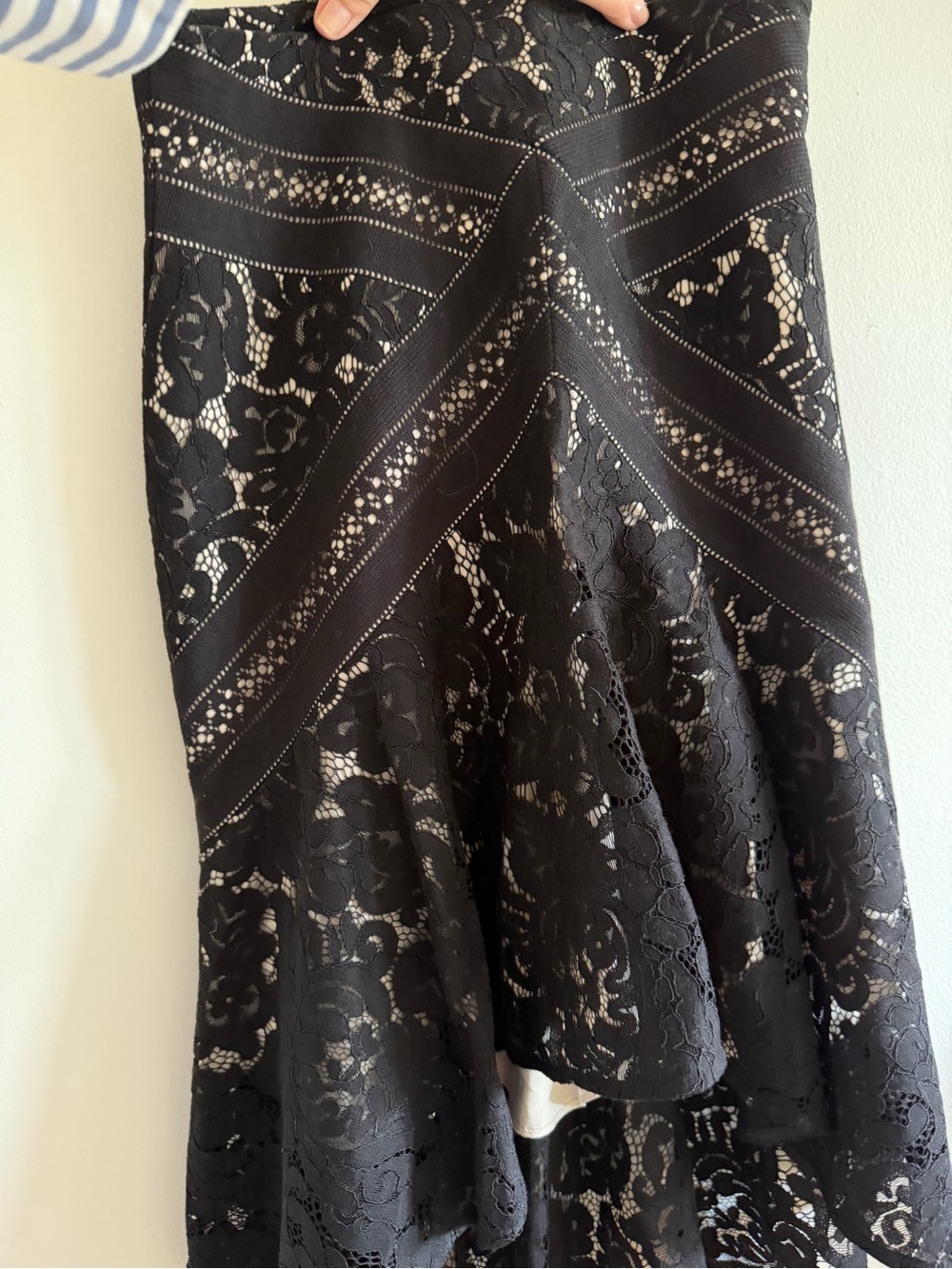 INTERMIX Black Lace High-Low Skirt